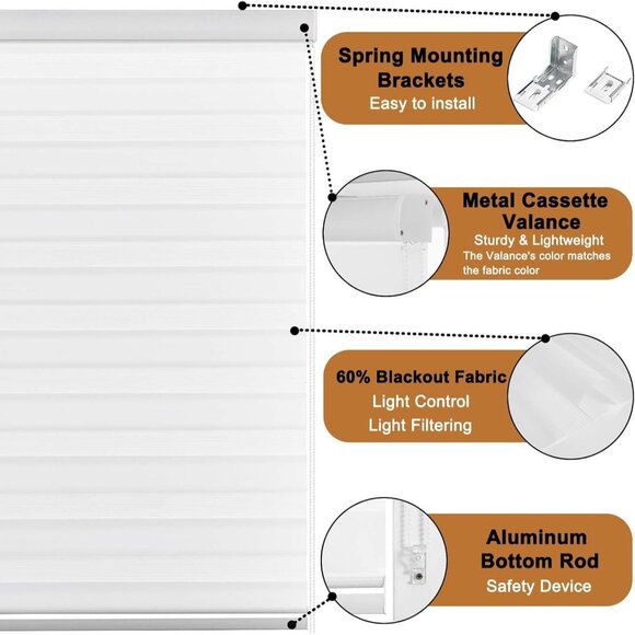 Linkcoo Zebra Shades Blinds 10"W X 72"H Off White Light Filtering Control Home - Picture 4 of 9